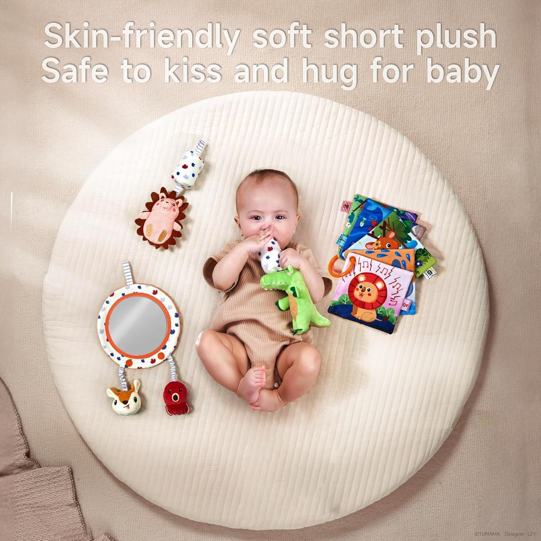 TUMAMA KIDS Baby Spielzeug mit Rassel, Spiegel, Knistertuch Buch, Sensorik Spielzeug für Kinderwagen
