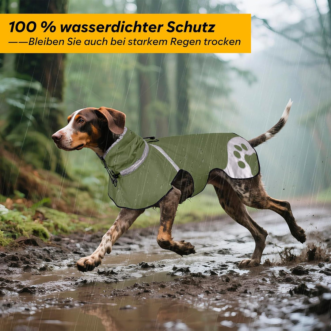 Hunderegenmantel wasserdicht Winddicht, Regenjacke mit Reflektor - Regenmantel für Dackel, wasserdic