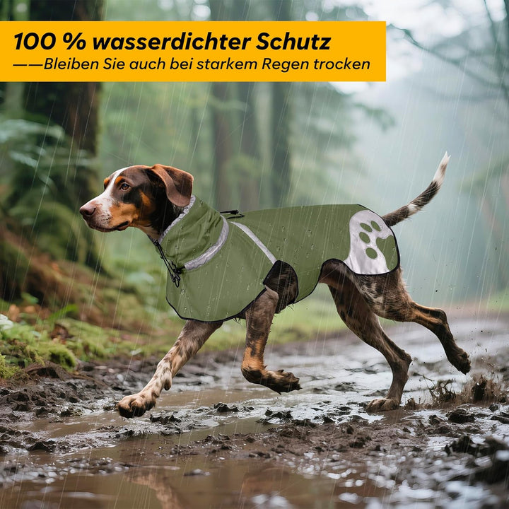 Hunderegenmantel wasserdicht Winddicht, Regenjacke mit Reflektor - Regenmantel für Dackel, wasserdic