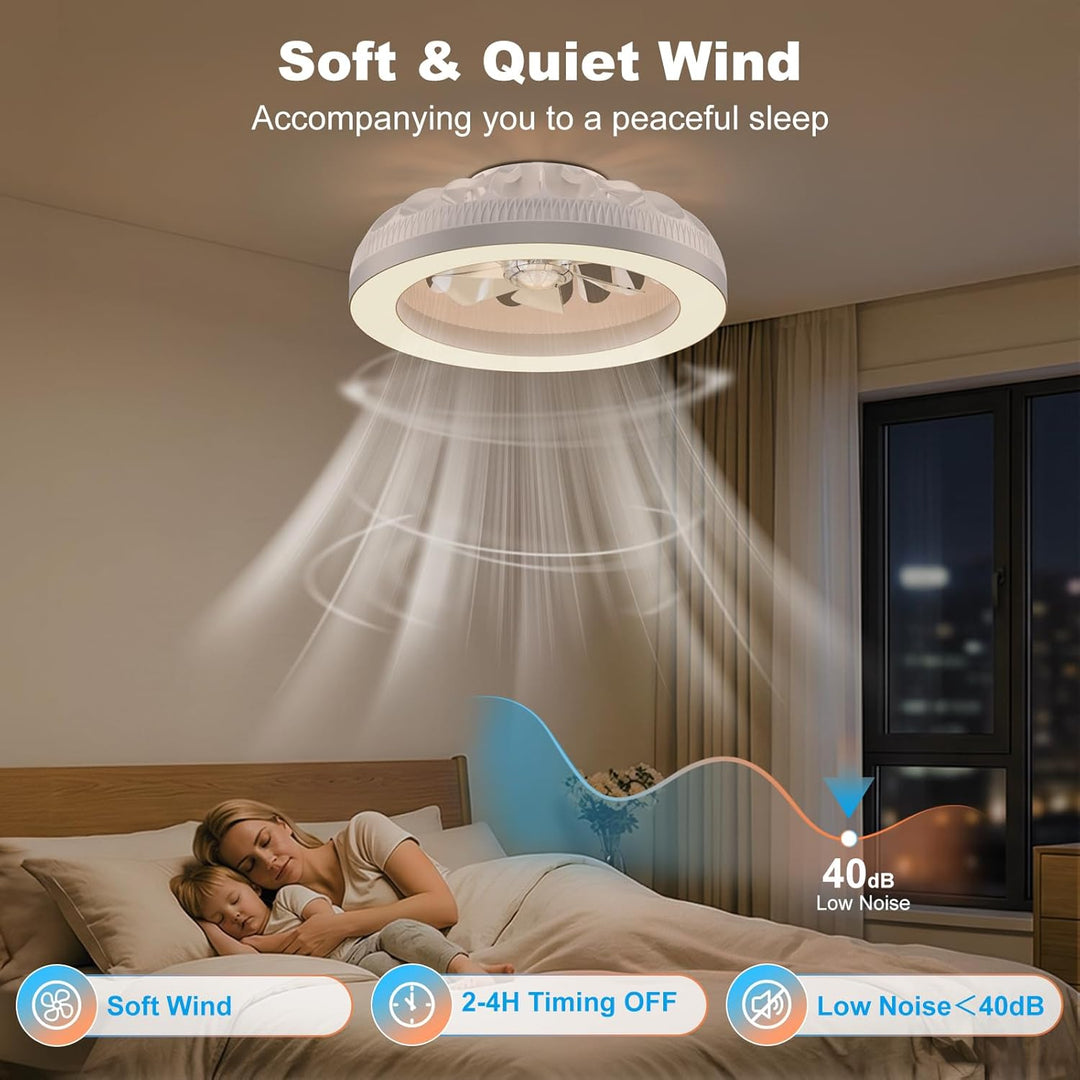 Ateroll Deckenventilator mit Beleuchtung, Ø48CM RGB Deckenventilator mit Licht und Fernbedienung, 6