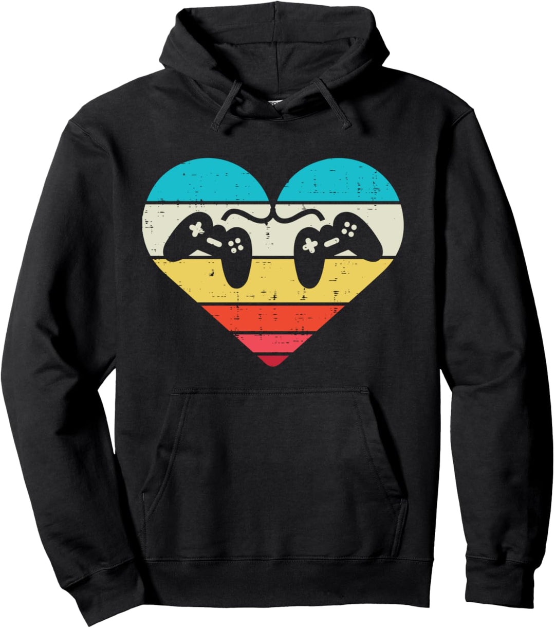 Heart Video Game Controller Boys Valentines Day Gamer Gift Pullover Hoodie
