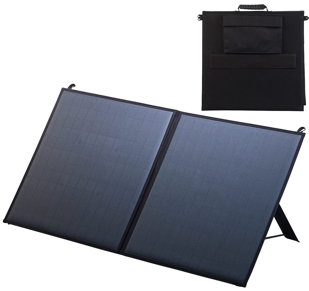 revolt Solar-Koffer: Mobiles faltbares Solarpanel, 2 monokristalline Solarzellen, 80 Watt (Solarmodu