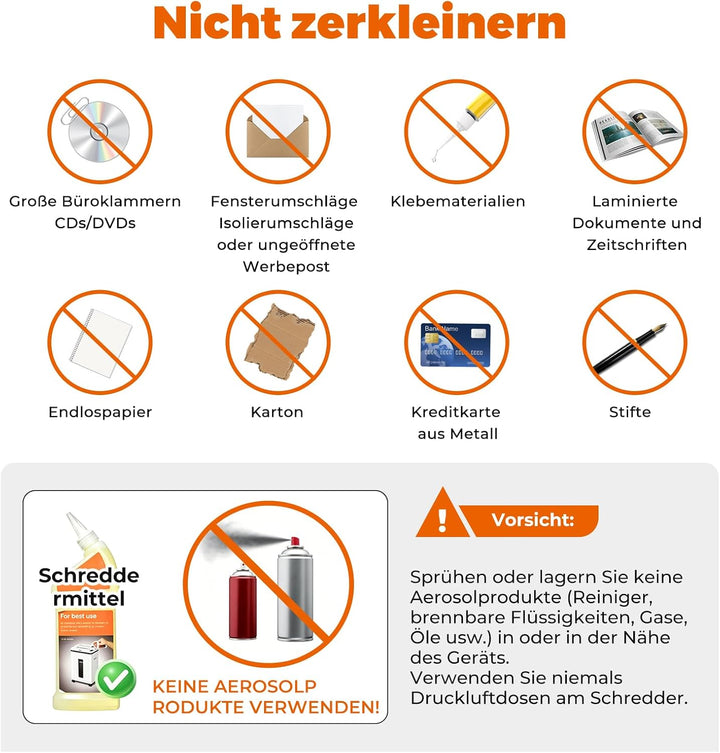 200 Blatt Aktenvernichter P-5 Partikelschnitt Aktenvernichter, 7 Blatt manuell, 40 Min Dauerbetrieb,