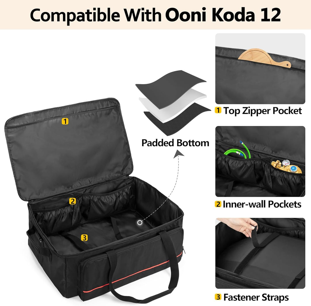HODRANT Pizzaofen Tragetasche, Kompatibel Mit Ooni Koda 12 Gas Pizzaofen, Outdoor Abdeckung Mit Schu