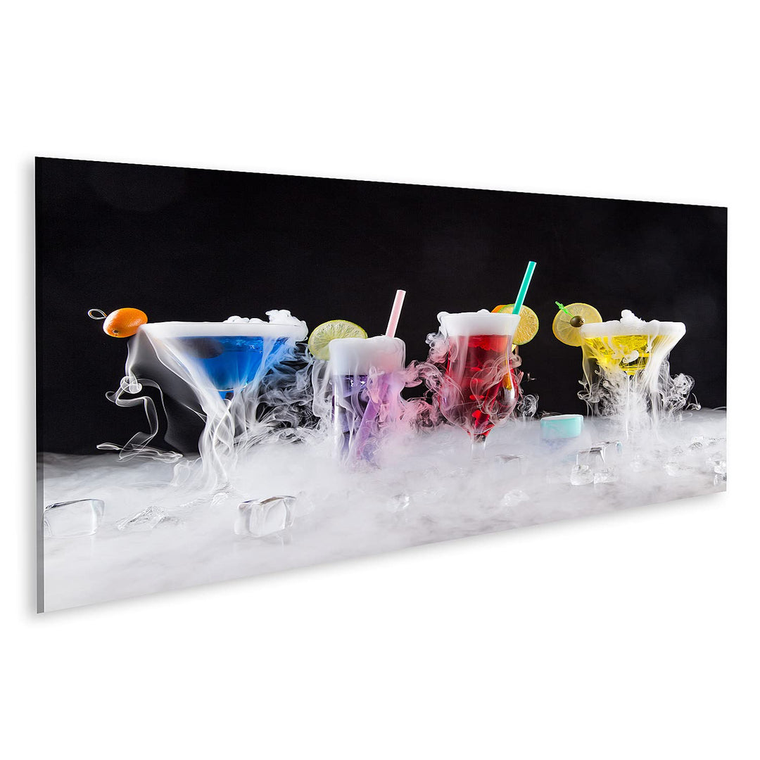 islandburner Bild auf Leinwand Cocktail Mit Eisdampf Auf Bar Bilder Wandbilder Poster 120L x 40B cm,