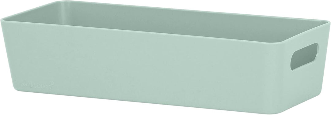 12x Ordnungsboxen - 6 cm hoch - grün - 25x10x6cm - 1 Liter - Ordnungskorb - Schubladenorganizer Silb