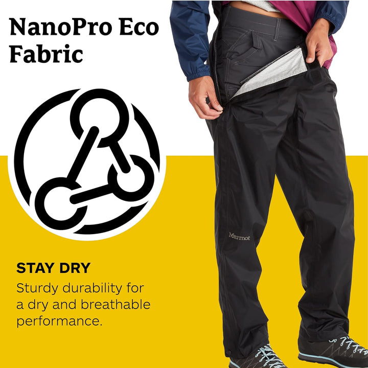 Marmot Damen Precip Eco Full Zip Pant wasserdichte Hose, atmungsaktive Überhose, leichte Wanderhose,