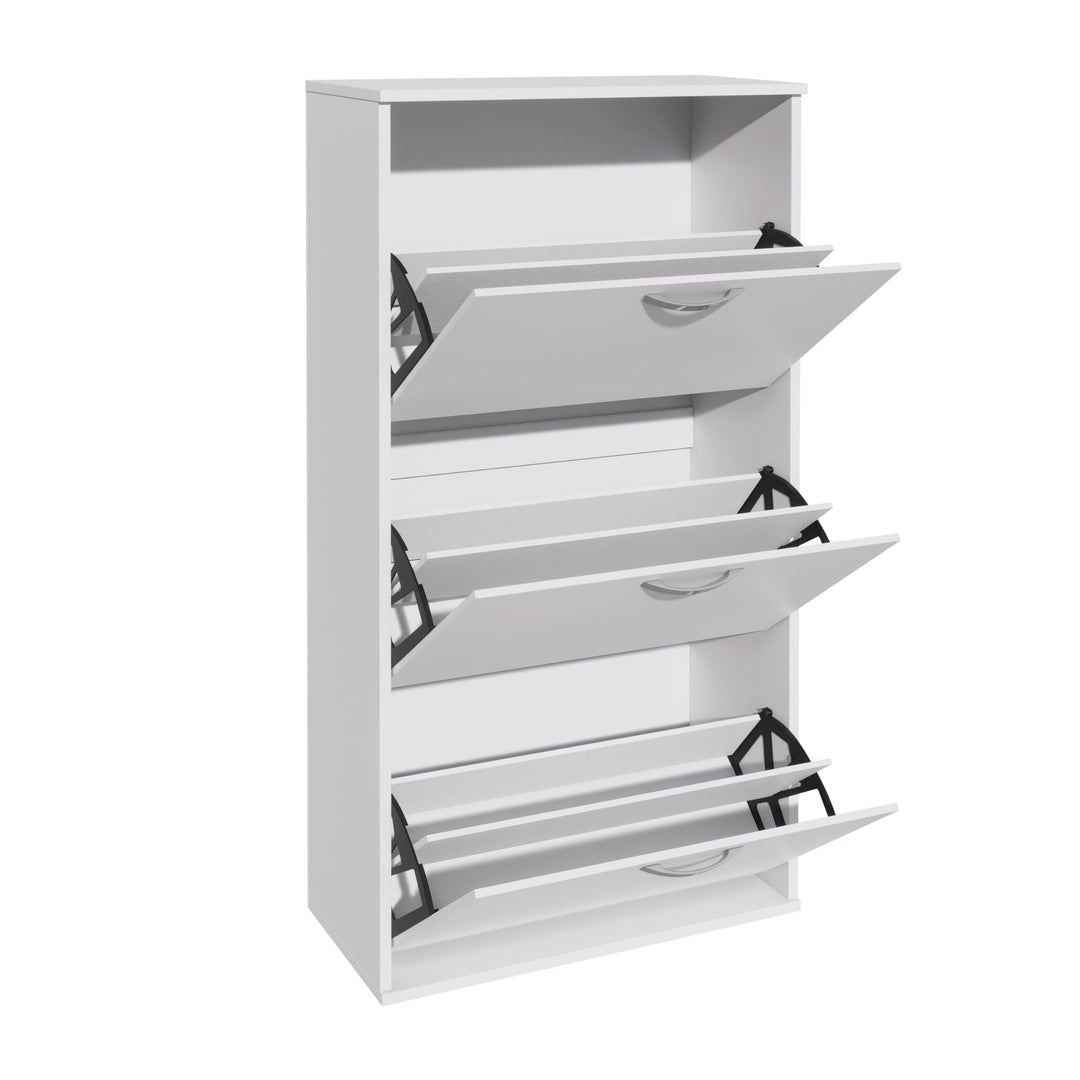 Garvis Doppellagig Schuhschrank 3 Klappen – Hohe Kapazität (16 Paar) – Schmal 60x105x28 cm – MDF Rus