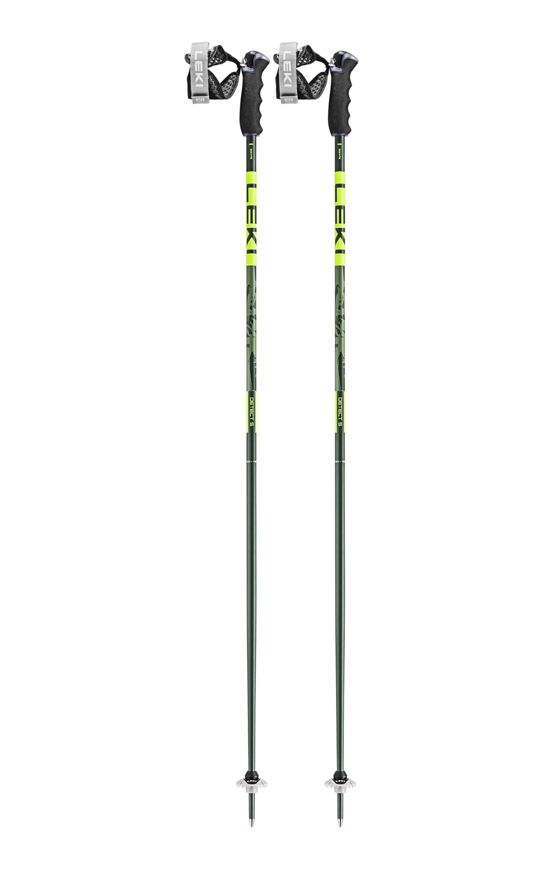 LEKI Detect S Skistöcke, 120 cm, Olivgrün/Dunkeloliv/Neongelb, 1 Paar