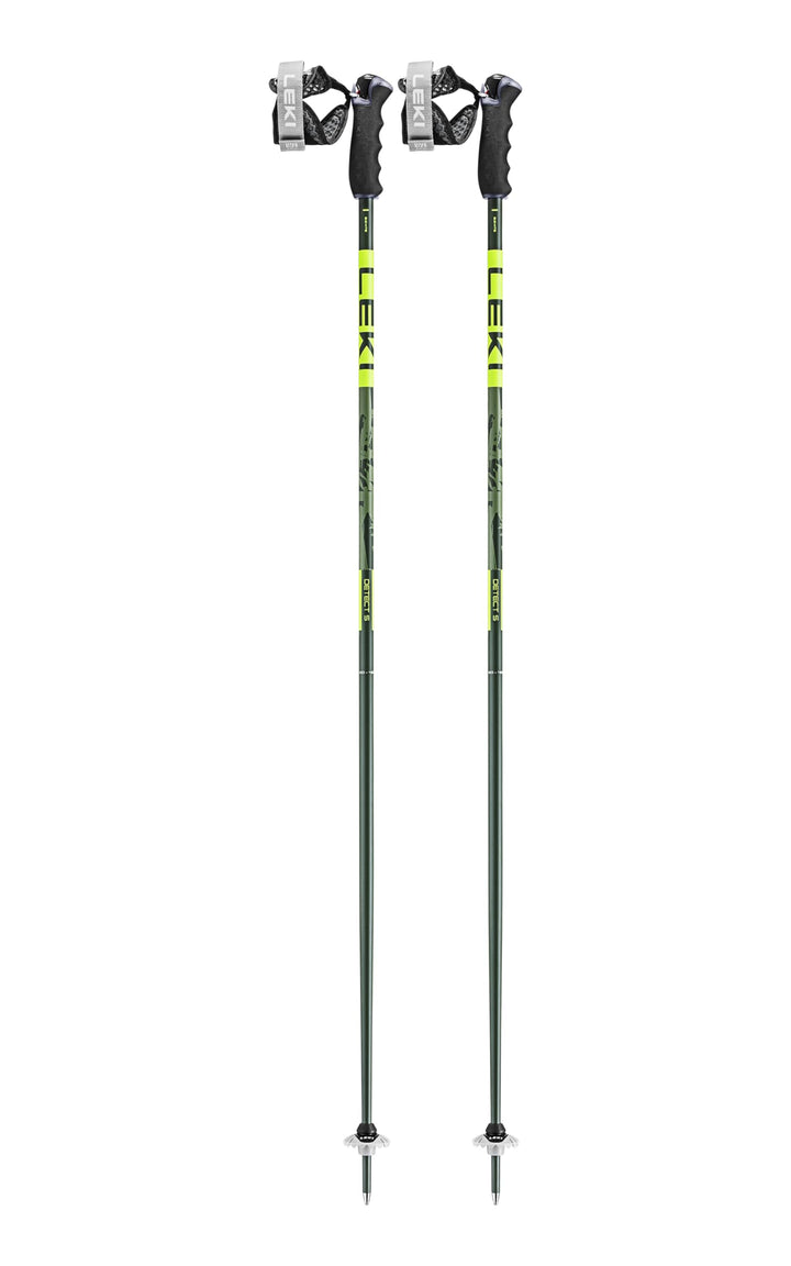 LEKI Detect S Skistöcke, 120 cm, Olivgrün/Dunkeloliv/Neongelb, 1 Paar