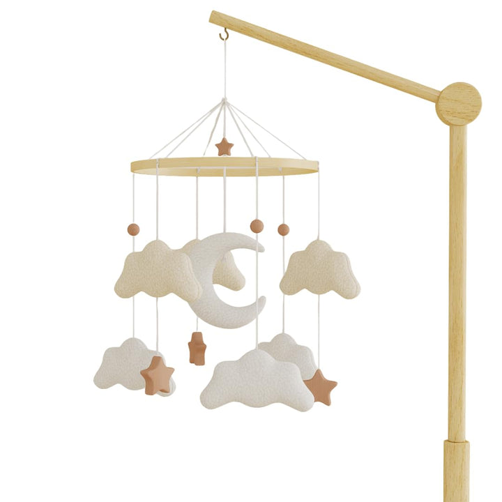 Baby Mobile für Babybett, Kuschelmond Filz Mobile Baby mit weichen Teddy-Elementen, handgemachtes Mo