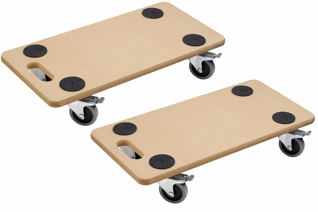 Metafranc Transportroller 590 x 290 mm – 2 Stück – 200 kg Tragkraft – MDF-Platte mit TPE-Rädern und