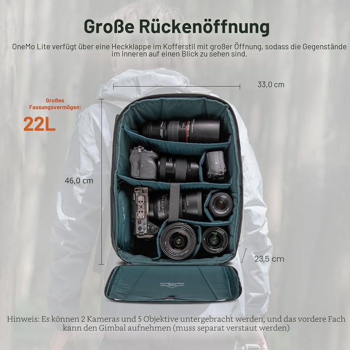 PGYTECH OneMo Lite Kamerarucksack 22L professioneller Fotorucksack kompatibel für DJI Mavic-Serie Dr