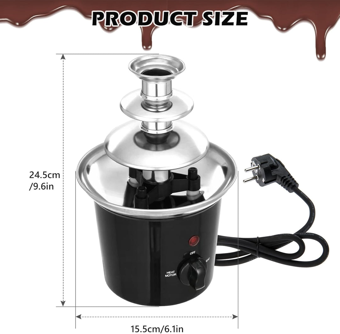 Schokobrunnen Elektrisch, 3-stufiger Schokoladenbrunnen, Edelstahl-Schokoladenfondue Maschine mit 60
