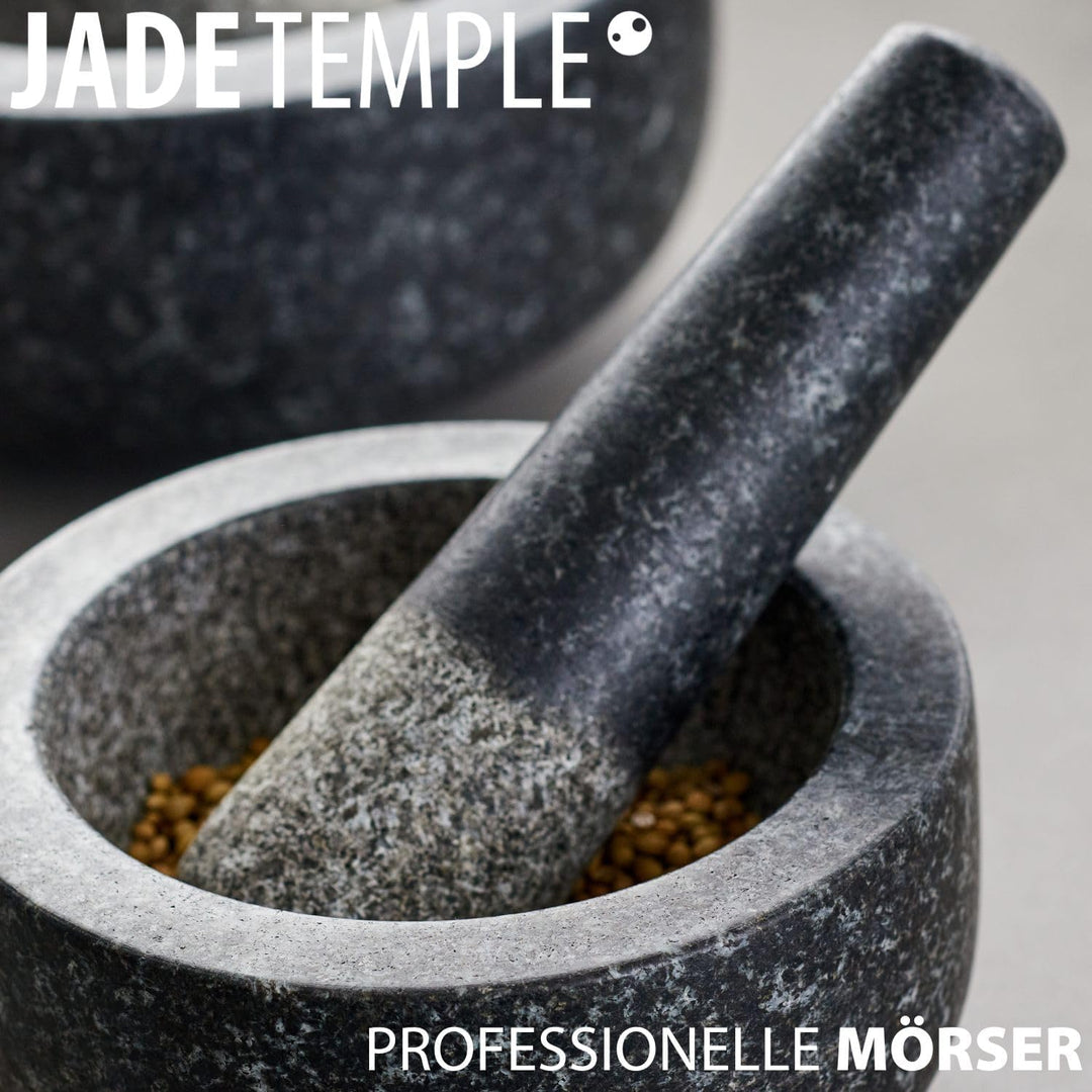JADE TEMPLE 17204 Steinmörser mit Stössel im Set, effektives und einfaches mörsern,aus massivem Gran