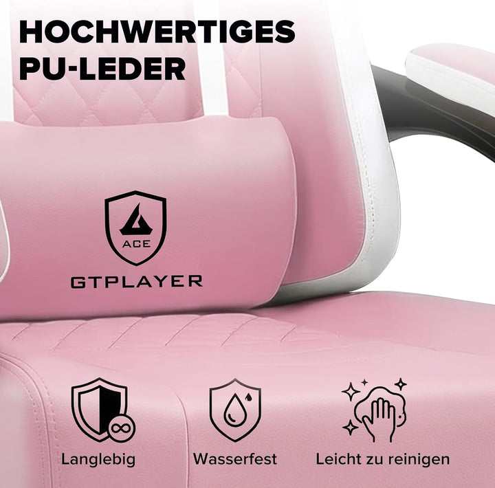 GTPLAYER Gaming Stuhl Ergonomischer Gaming Sessel Schreibtischstuhl Kunstleder, Federsitzkissen, Ver