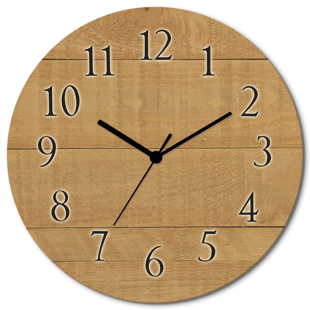 ARTLAND Wanddeko Wanduhr ohne Tickgeräusche aus Holz Quarzuhr lautlos rund Ø 30 cm Holz hell U1UM Ab
