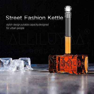 ALLILUYAA Whiskey Decanter,Handgemachte Thors Hammer Decanter,Transparent Creative Whisky Karaffe Ge