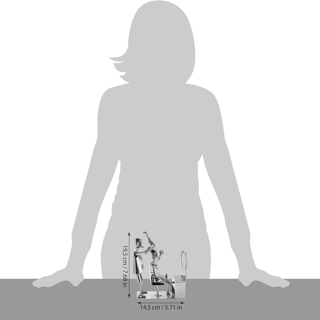 BRUBAKER Schraubenmännchen Friseur - Handarbeit Eisenfigur Metallmännchen Frisör - Metallfigur Gesch