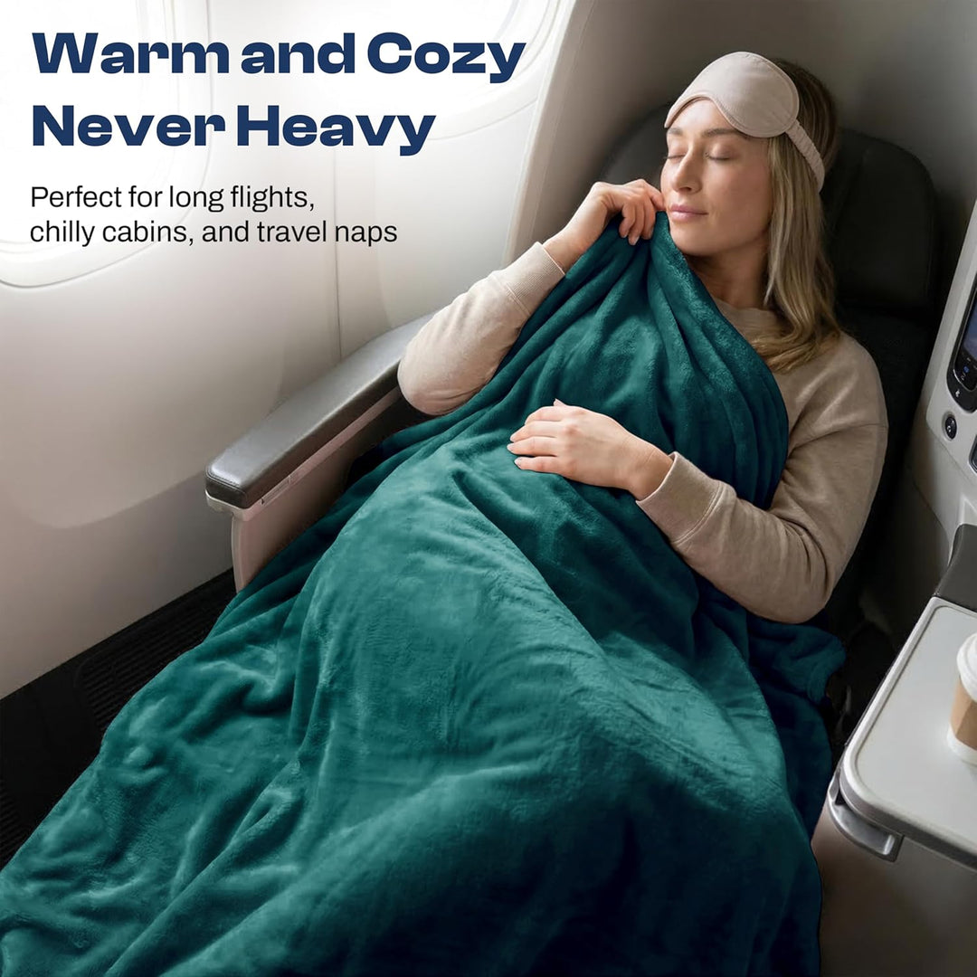 EverSnug Reisedecke und -Kissen - hochwertige, weiche 2-in-1-Flugzeugdecke mit weichem Kopfkissenbez