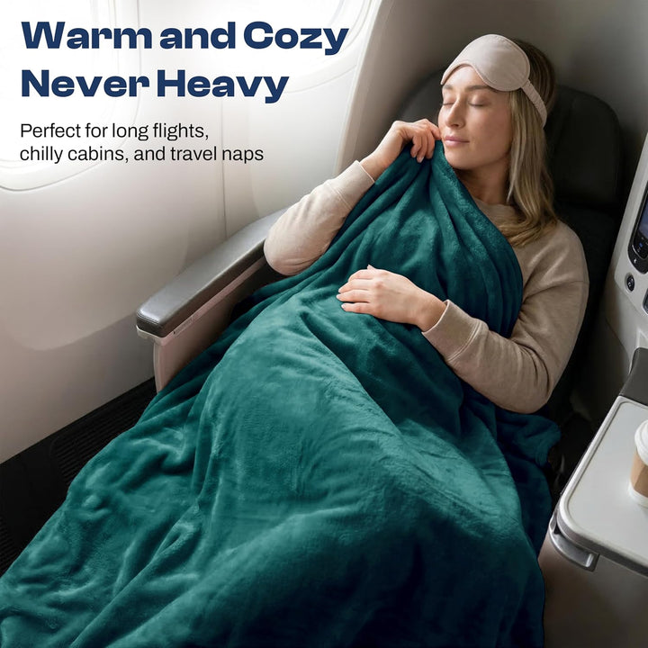 EverSnug Reisedecke und -Kissen - hochwertige, weiche 2-in-1-Flugzeugdecke mit weichem Kopfkissenbez
