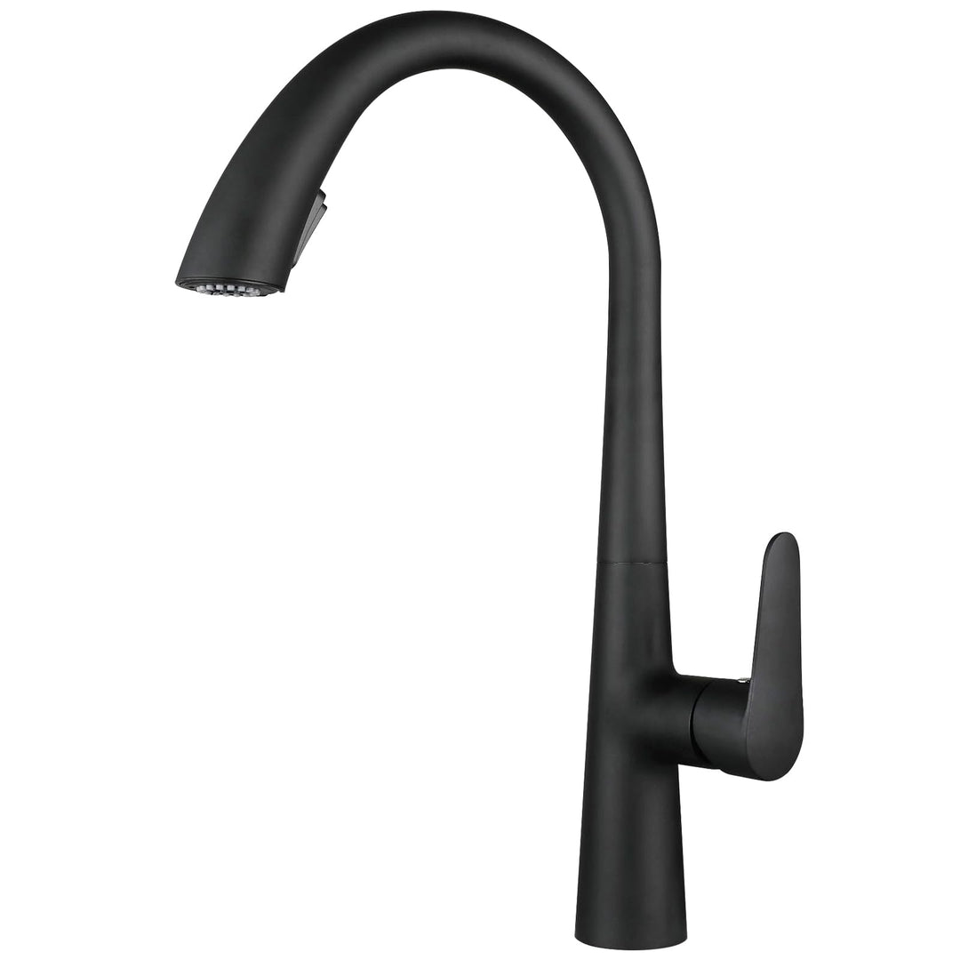 Wasserhahn Küche Schwarz,Hochdruck Küchenarmatur mit Herausziehbarem Sprüher,360° Drehbar Edelstahl