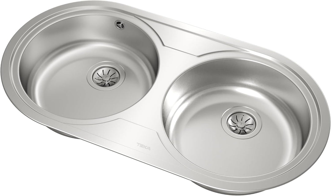 DUETTA 2C Fregadero inox 2 cubetas redondas, 150mm, Mueble 90