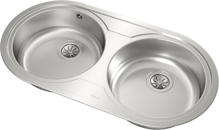 DUETTA 2C Fregadero inox 2 cubetas redondas, 150mm, Mueble 90