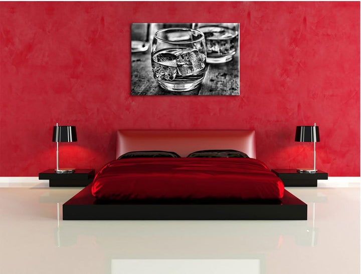 Pixxprint Goldgelber Whiskey als Leinwandbild/Grösse: 100x70 / Wandbild/Kunstdruck/fertig bespannt,