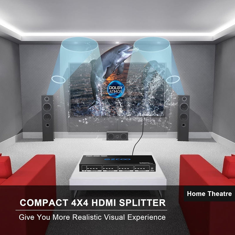 HDMI Matrix 4 x4 4K 60Hz 4:4:4 HDR Koaxial Audio-Breakout, HDCP 2.2 HDMI 2.0 Matrix 18 G/Bits mit IR