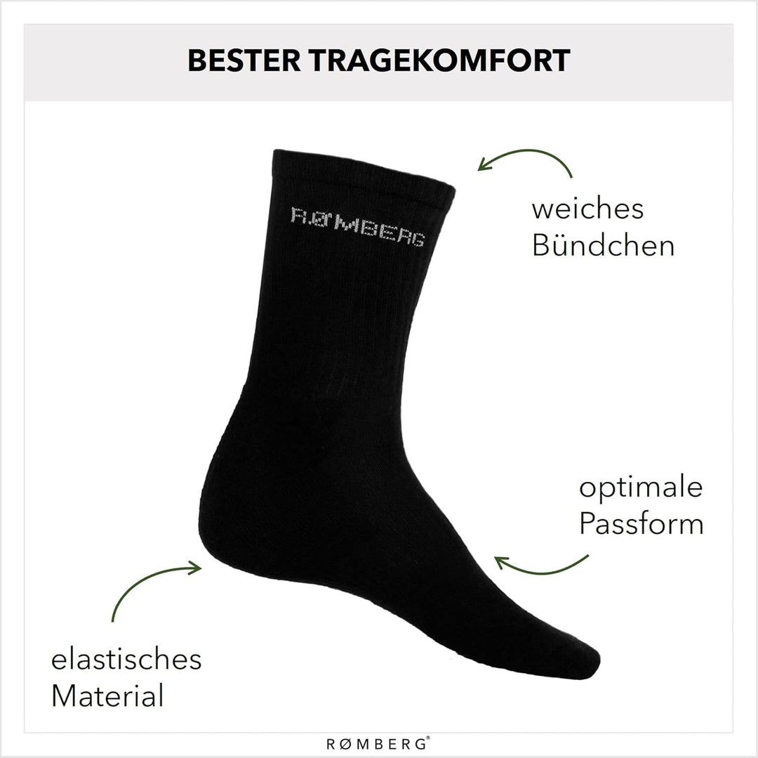 Romberg Unisex Sport Socken, 4er Pack 35-38 Schwarz, 35-38 Schwarz