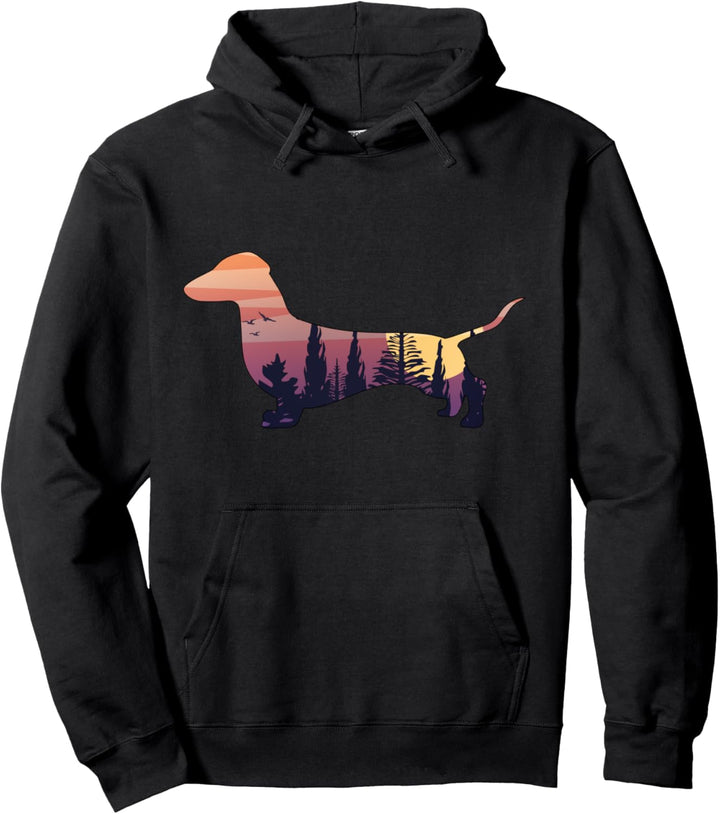 Dachshund Silhouette Sonnenaufgang Pullover Hoodie