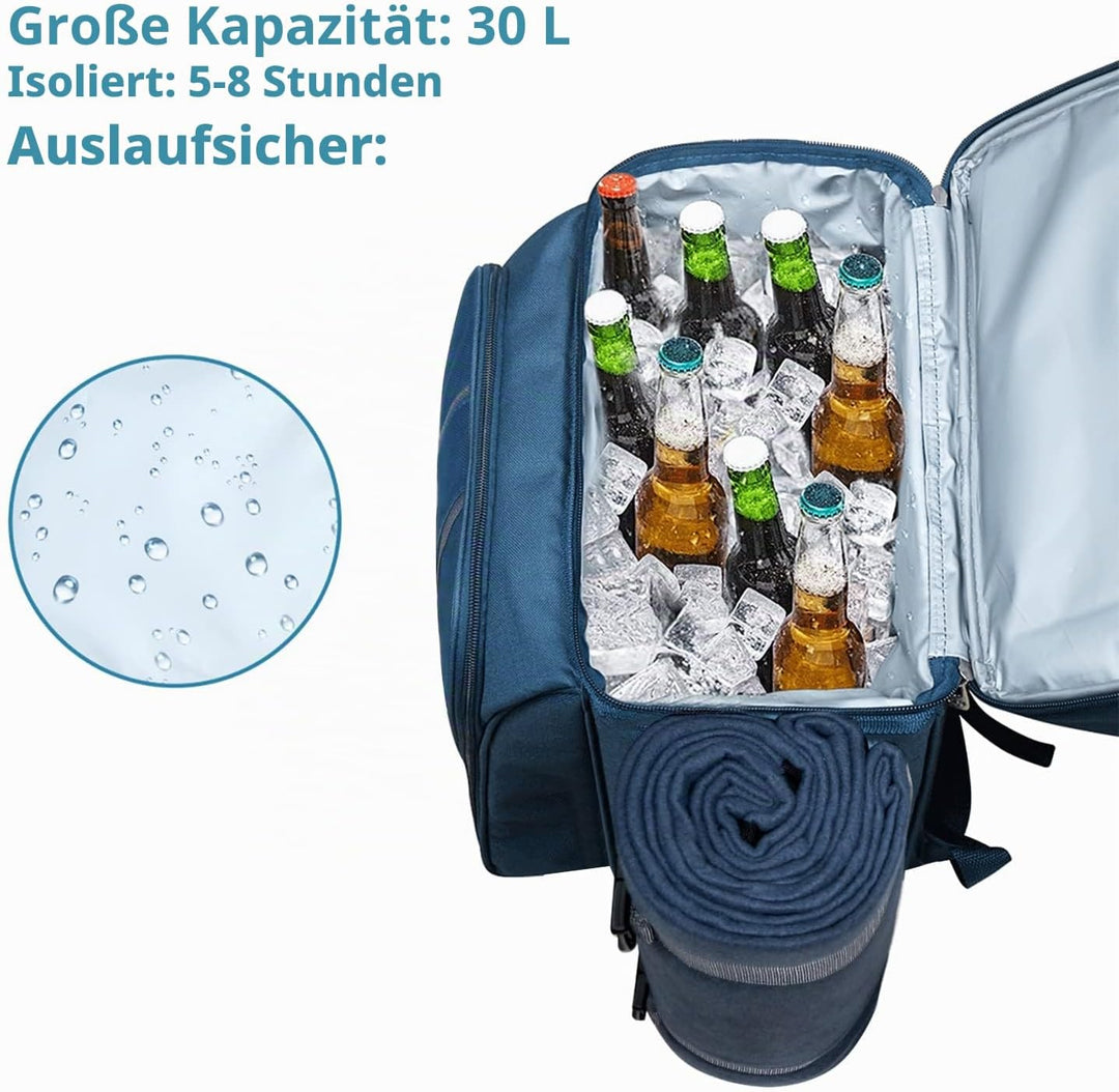 Hap Tim Picnic Basket Backpack for 2 Person with Insulated Leak Proof Cooler Compartment,Wine Holder