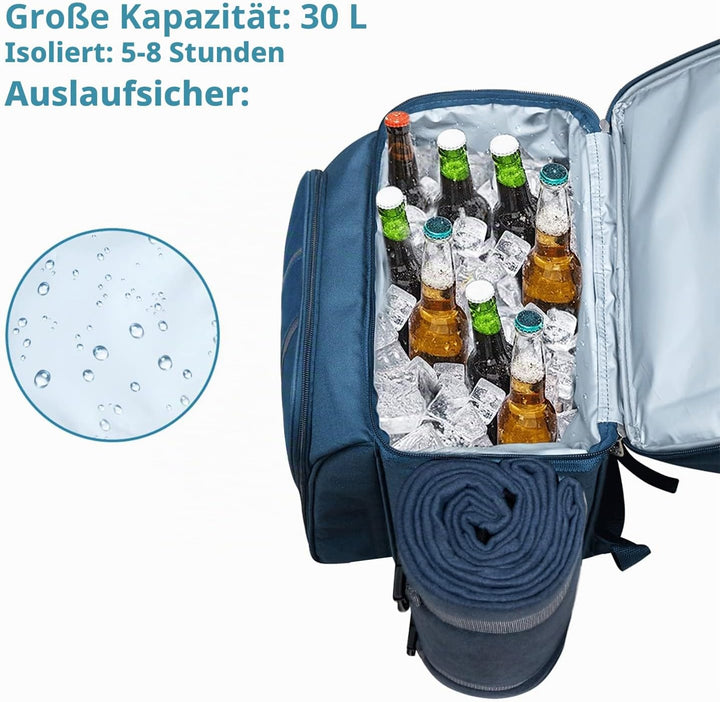 Hap Tim Picnic Basket Backpack for 2 Person with Insulated Leak Proof Cooler Compartment,Wine Holder
