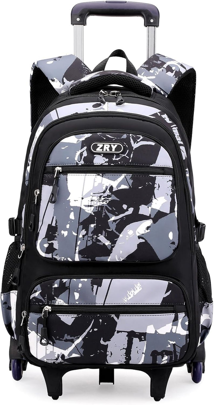 Amythe Schulrucksack Teenager, Abnehmbare Trolley Rucksack Schule mit 6 Räder für Jungen ab 10 Jahre