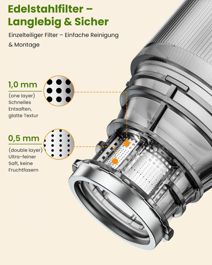 LINKChef Blitzreiniger Entsafter, NO-Prep Slow Juicer für Ganze Gemüse und Obst, Juicer Machine mit
