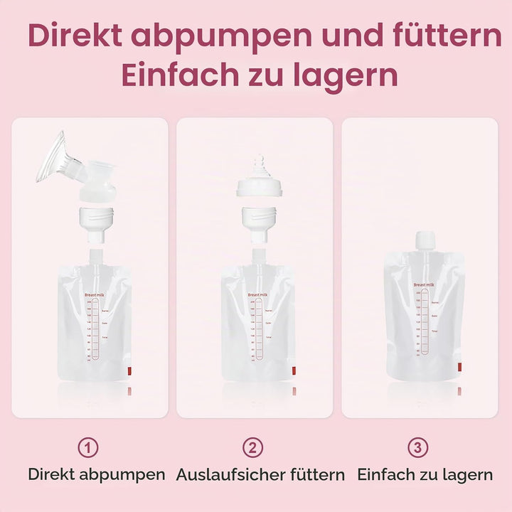 Elektrische Doppelmilchpumpe,4 Modi und 9 Stufen,Flansche in 2 Grössen,Mechanische Tasten, mit Milch