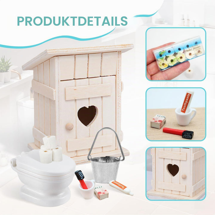 8 Stück Miniatur Toilettenhäuschen Miniatur Deko Badezimmer Puppenhaus Zubehör Wichtel Zubehör Minia