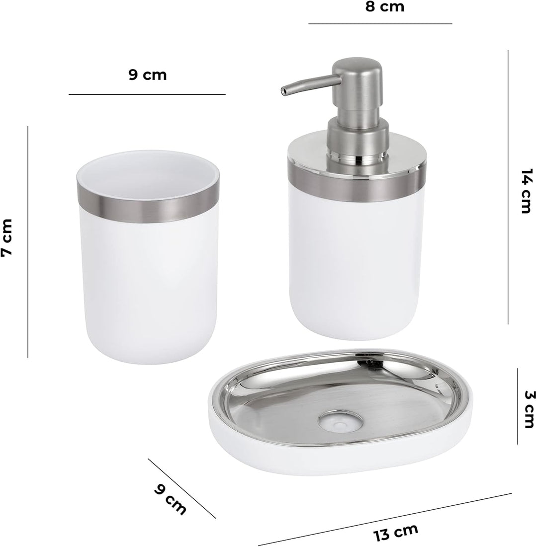 Baroni Home WC-Bürstenhalter aus Kunststoff, Toilettenbürste für Badezimmer, 12 x 12 x 34 cm, Weiss