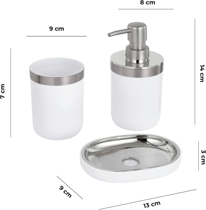 Baroni Home WC-Bürstenhalter aus Kunststoff, Toilettenbürste für Badezimmer, 12 x 12 x 34 cm, Weiss