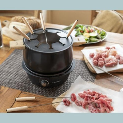 Bestron elektrisches Fondue Set für bis zu 8 Personen, mit 8x Fonduegabeln & stufenlosen Thermostat,