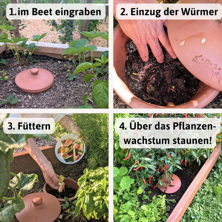 5L Wurmvase aus Ton | Beetkomposter zum Eingraben, 5L