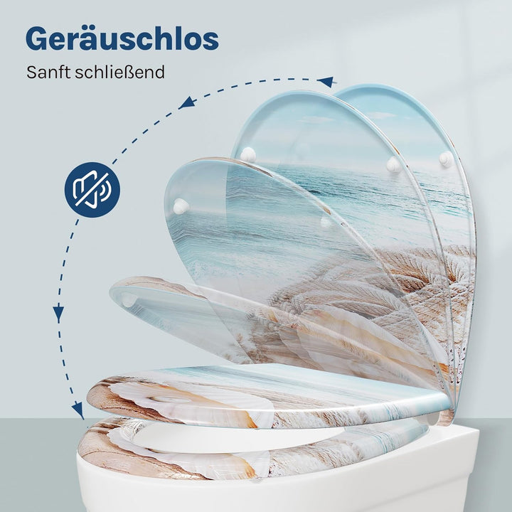 WOLTU Toilettendeckel mit Absenkautomatik Klodeckel WC Sitz Softclose Klobrille mit Quick Release Fu