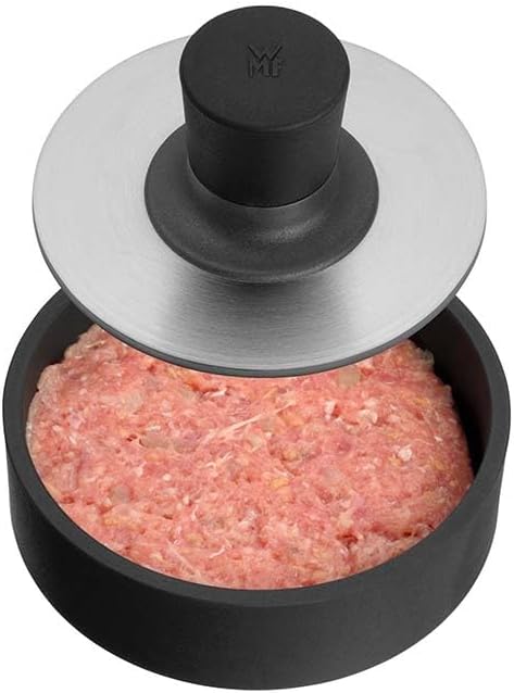 WMF BBQ Burgerpresse Edelstahl 12,5 cm, Pattypresse für gleichmässige Patties für leckere Hamburger,