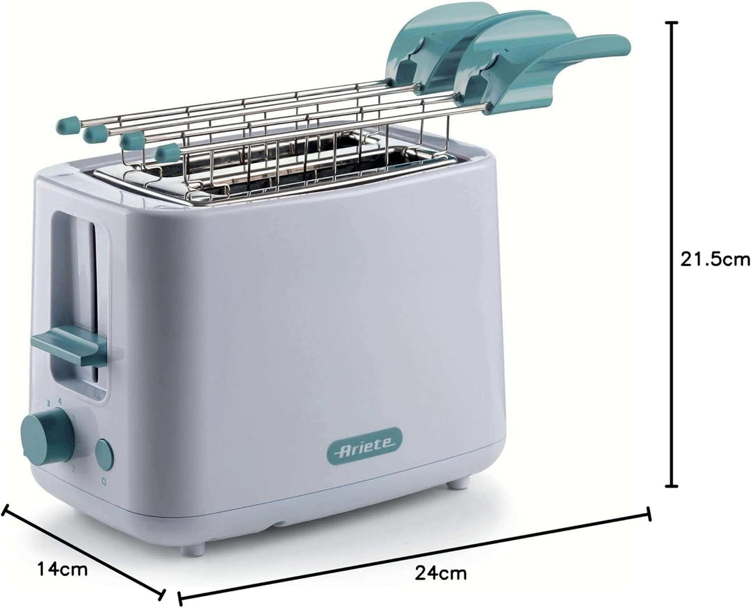 ARIETE 0157W Breakfast 2-Schlitz-Toster mit Zangen weiss, 760 Watt