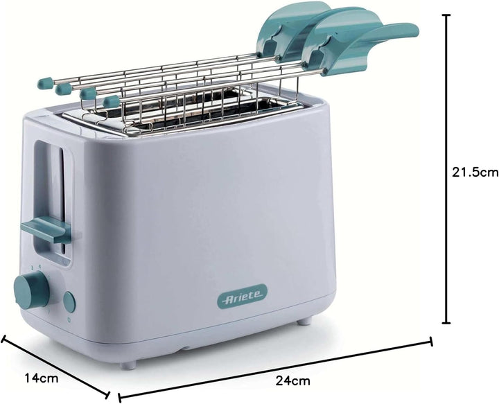 ARIETE 0157W Breakfast 2-Schlitz-Toster mit Zangen weiss, 760 Watt