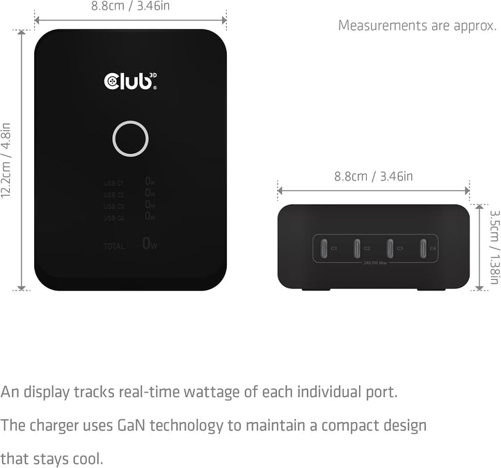 Club 3D CAC-1933 Ladegerät 4-Port-USB-C® 240W, CAC-1933