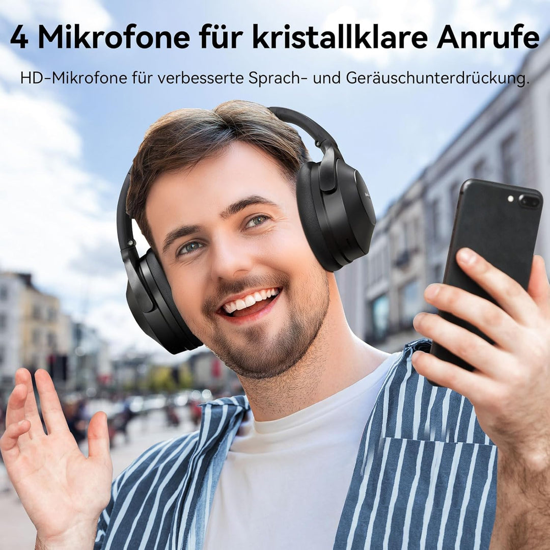 EarFun Wave Life Over-Ear Noise Cancelling Kopfhörer Kabellos, Bluetooth 5.4 Kopfhoerer mit Hi-Res K