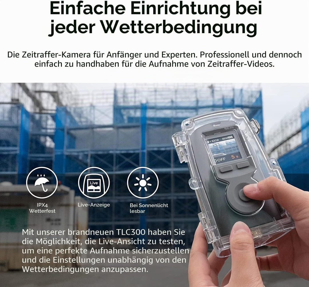 Brinno BCC300-M Video-Zeitraffer-Kit – TLC300 Time Lapse Kamera 1080P FHD HDR, LCD-IPS-Bildschirm, I