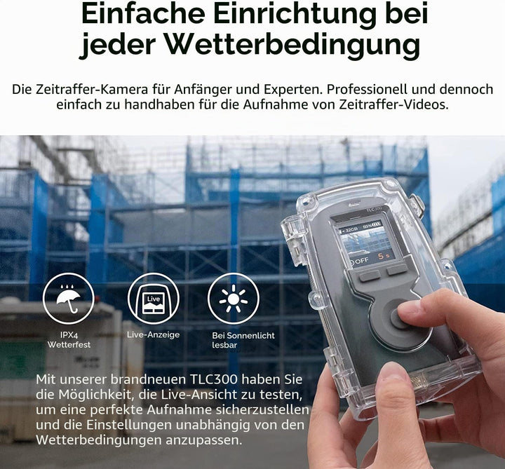 Brinno BCC300-M Video-Zeitraffer-Kit – TLC300 Time Lapse Kamera 1080P FHD HDR, LCD-IPS-Bildschirm, I